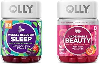 OLLY Muscle Recovery Sleep Gummies, Sleep and Sore Muscle Support, 3mg Melatonin & Undeniable Beauty Gummy, for Hair, Ski...