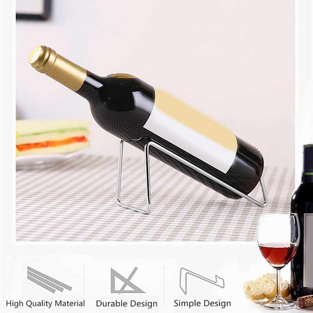 4 supporti per bottiglie di vino, portabottiglie in metallo, espositore per bottiglie di vino e liquori (argento)