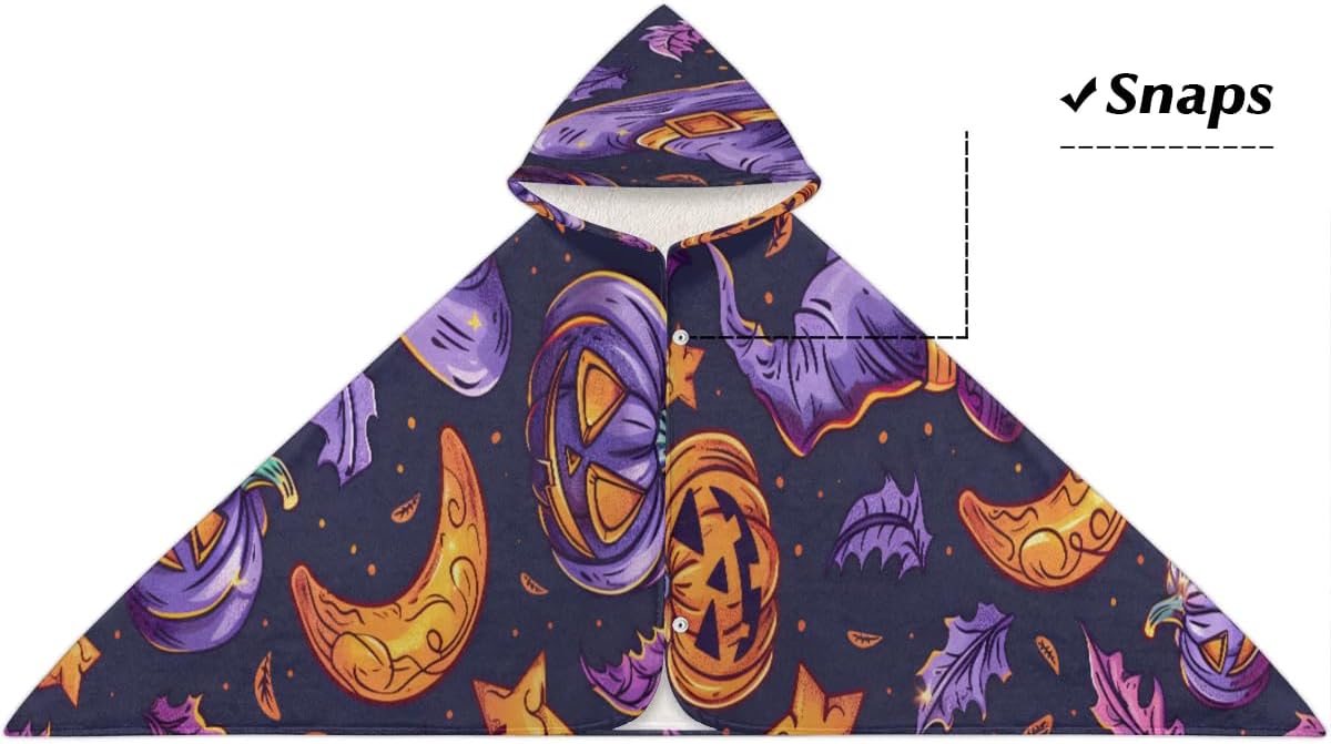 Pardick Kids Bath Towel Witch Hat Pumpkin Beach Towel with Hood Pool Cover Up for Girls Boys Soft Absorbent Hooded Bath Towel Toddler Towels for Beach, Pool