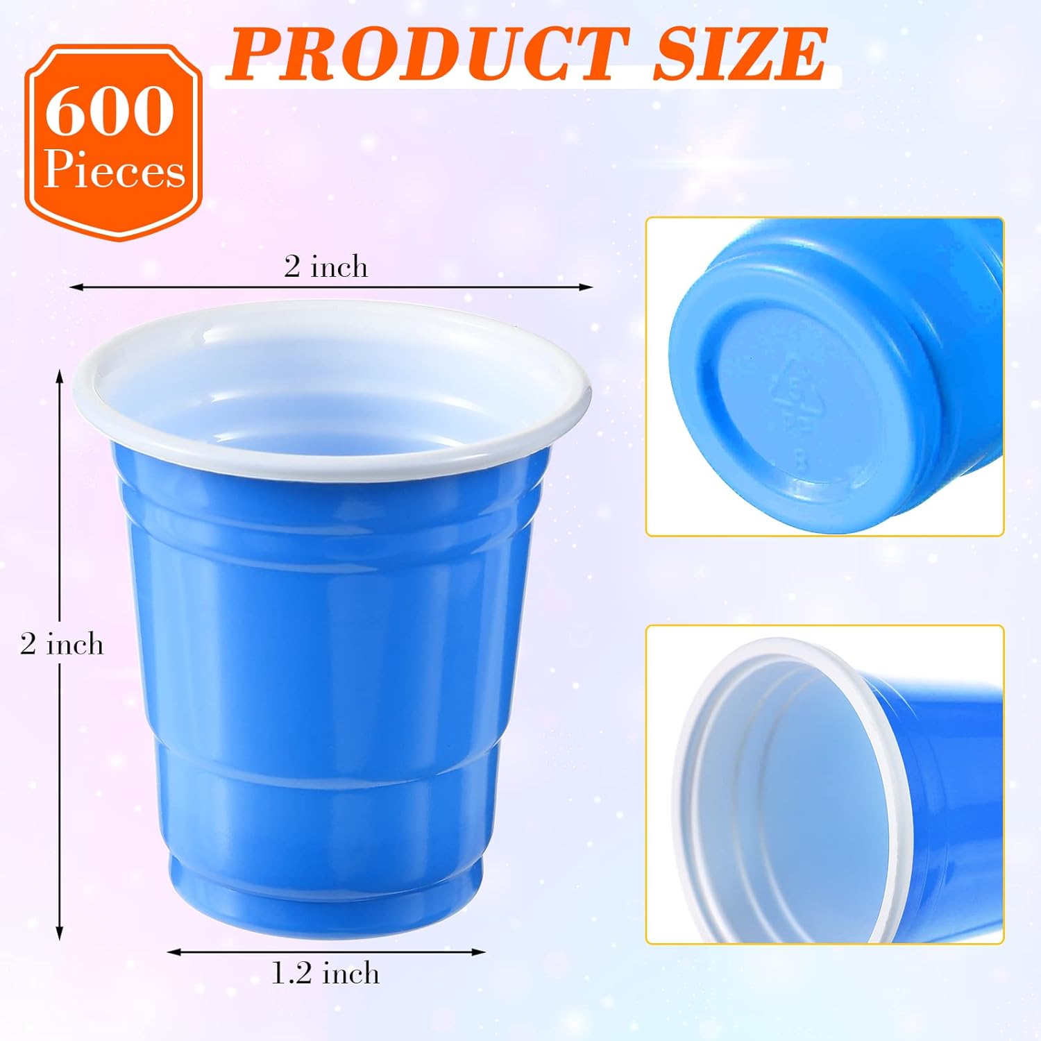 Mimorou 600 Pack 2 Oz Plastic Shot Glasses Disposable Plastic Shot Cups Mini Multicolor Cups for BBQ Christmas Party Tastings Sample Picnic Camping Daily Life Wedding, 6 Colors (Classic Color)