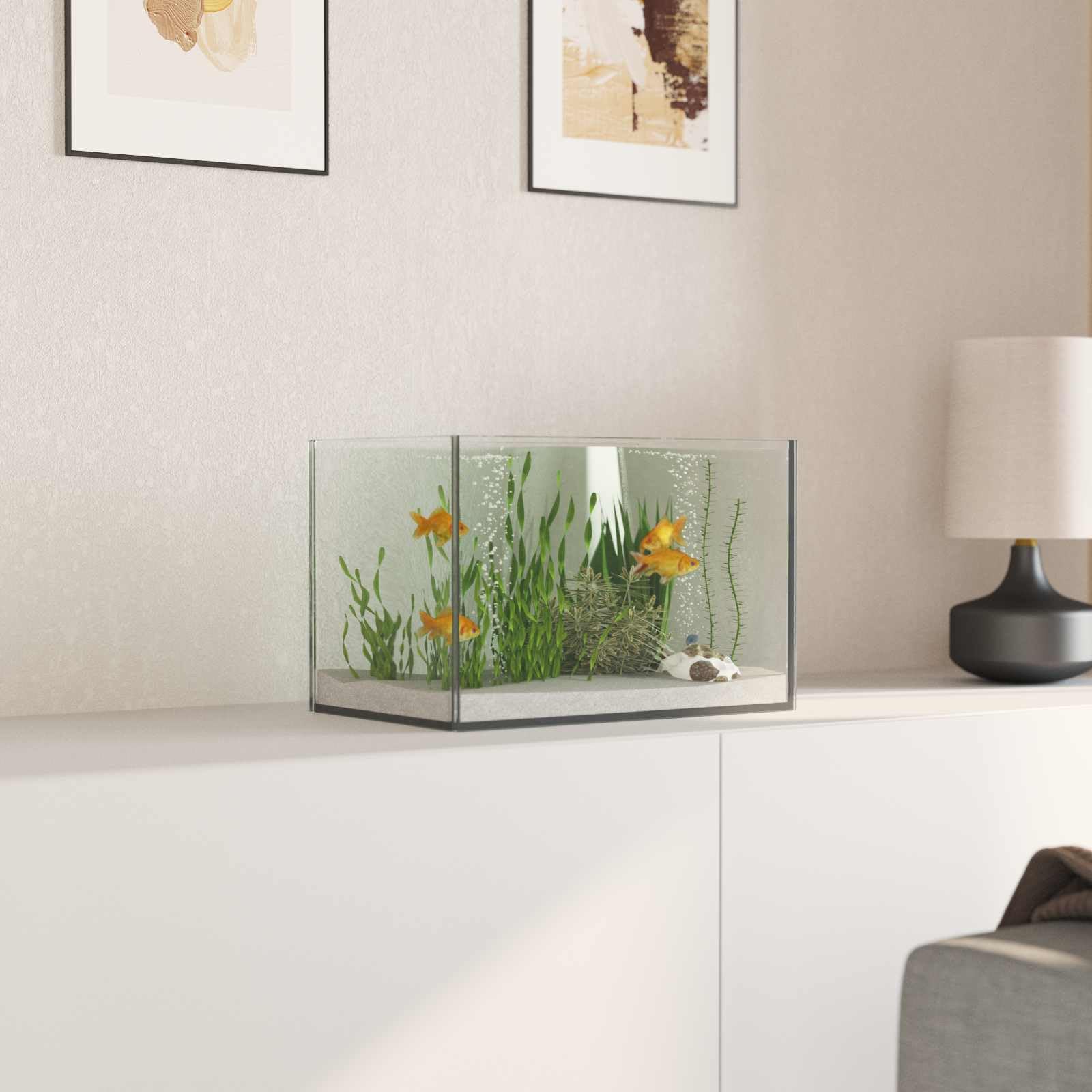 Acuario de cristal transparente 30 x 20 x 20 cm Nano tanque de peces de agua dulce con visión completa de 360 grados y diseño resistente a los golpes para Aquascape y Paludarium interiores