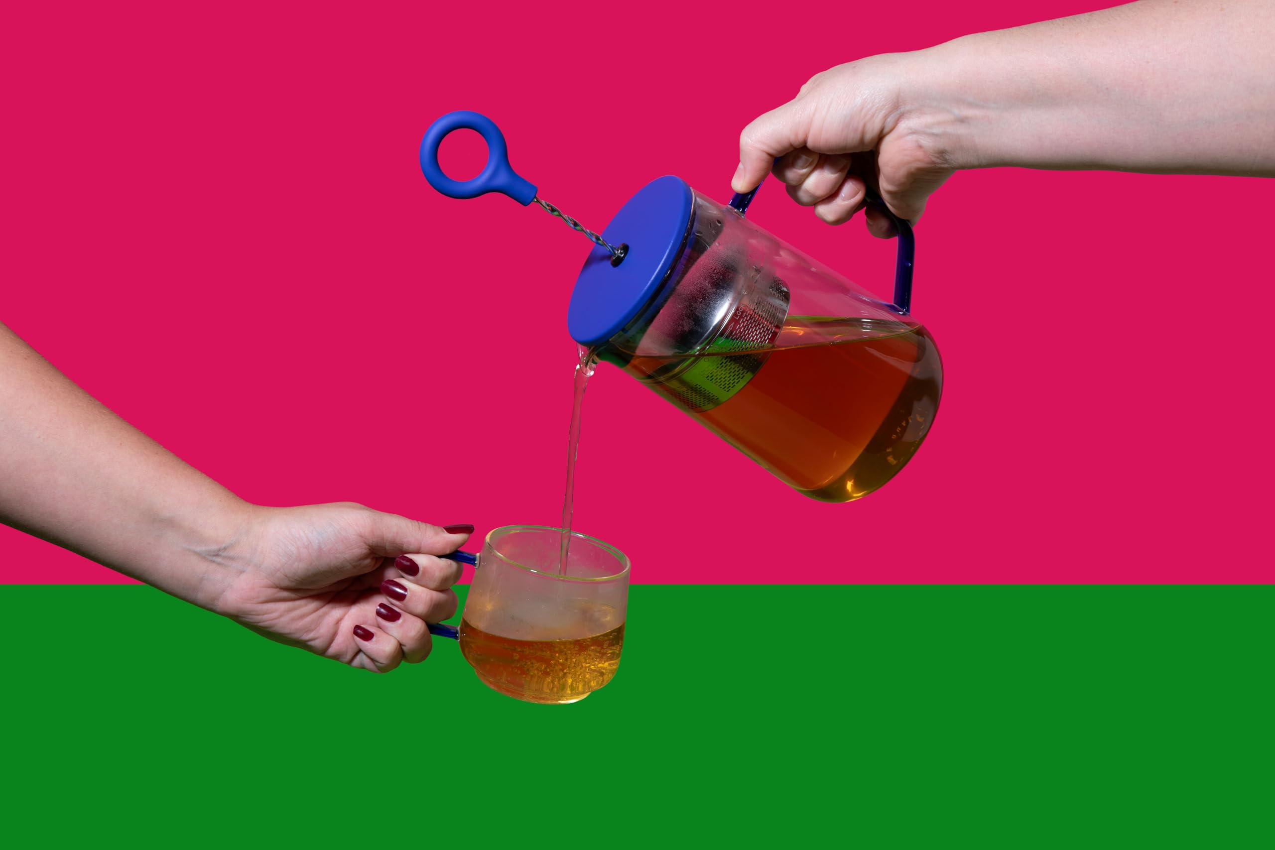 La Cafetière, Szklany Kubek La Cafetière Z Niebieskim Szklanym Uchwytem, Stylowe Kubki Do Herbaty, Kawy I Gorącej Czekolady, Wykonane Z Żaroodpornego Szkła