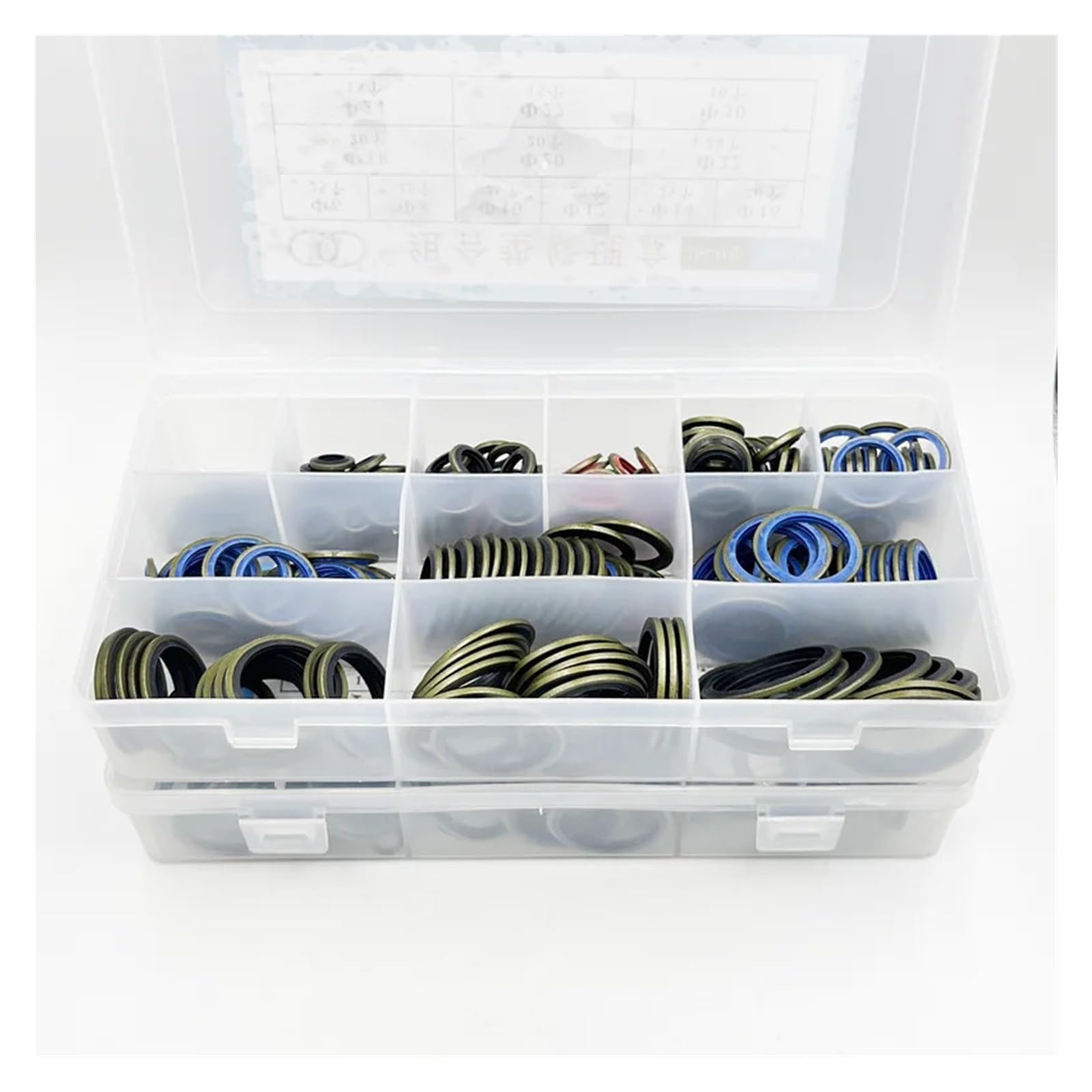 245/100 piezas Junta de sellado de tubería de aceite de caucho hidráulico Kits surtidos de anillo de sello de metal NBR Junta de goma de anillo de sello de tubería de aceite(245pcs(1 set))