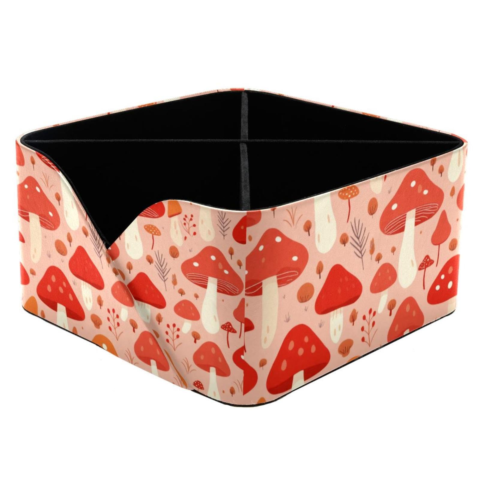 Rangement cosmétiques et papeterie enfant femme motif champignon rouge rectangulaire