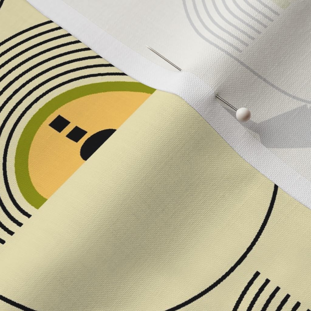 Spoonflower Fabric - Nostalgic Beige Retro Geometric Dancing Music 80S Oldschool Printed on Petal Signature Cotton Fabric Fat Quarter - Sewing Quilting Apparel Crafts Decor
