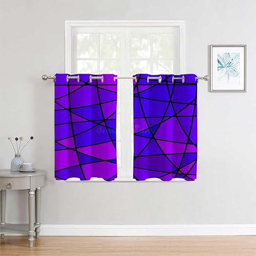 Miniatura 3 de Dark Out Curtains Purple Mosaic Decor Art Temporary Door Cortinas para Ventanas De Cuarto 55Inch Width by 45Inch Length,2 Panels