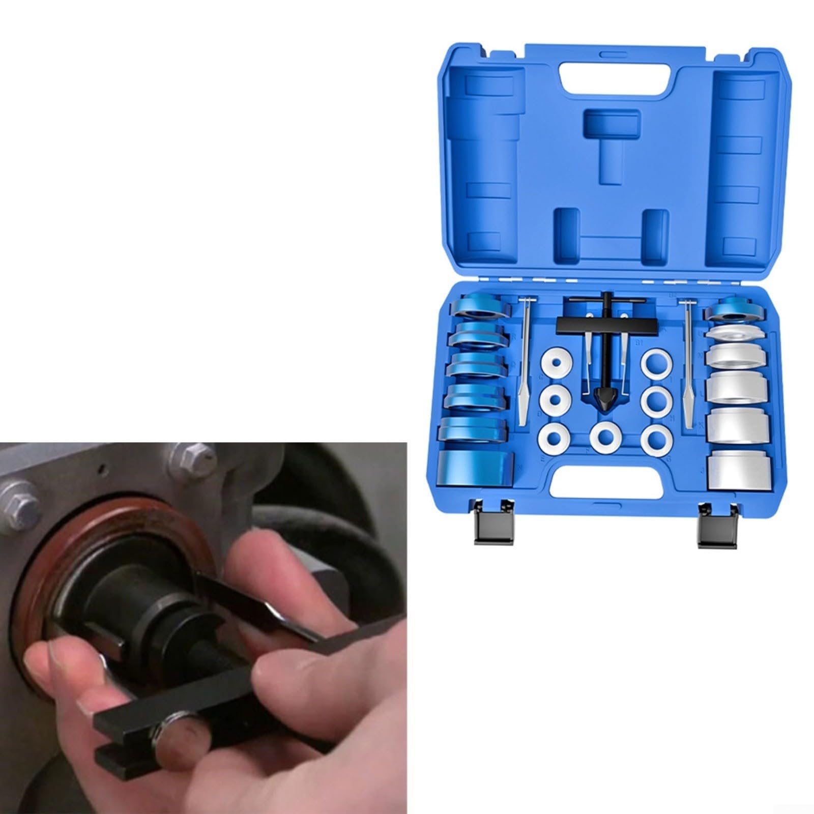 Set di attrezzi per albero motore, 22 pezzi, 28-64 mm, rimozione e installatore con adattatori in alluminio per auto, camion, furgone riparazione manutenzione
