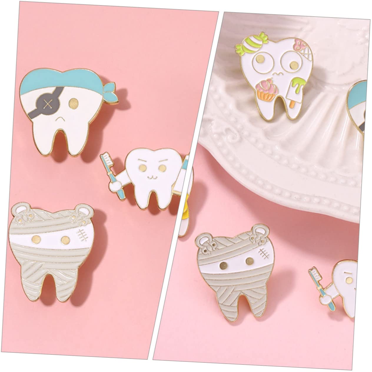 SHERCHPRY 10 pz Dente Spilla Vestiti Delle Donne Denti Spilla Carino Infermiera Denti Denti Denti Spilla Denti Pin Zaino