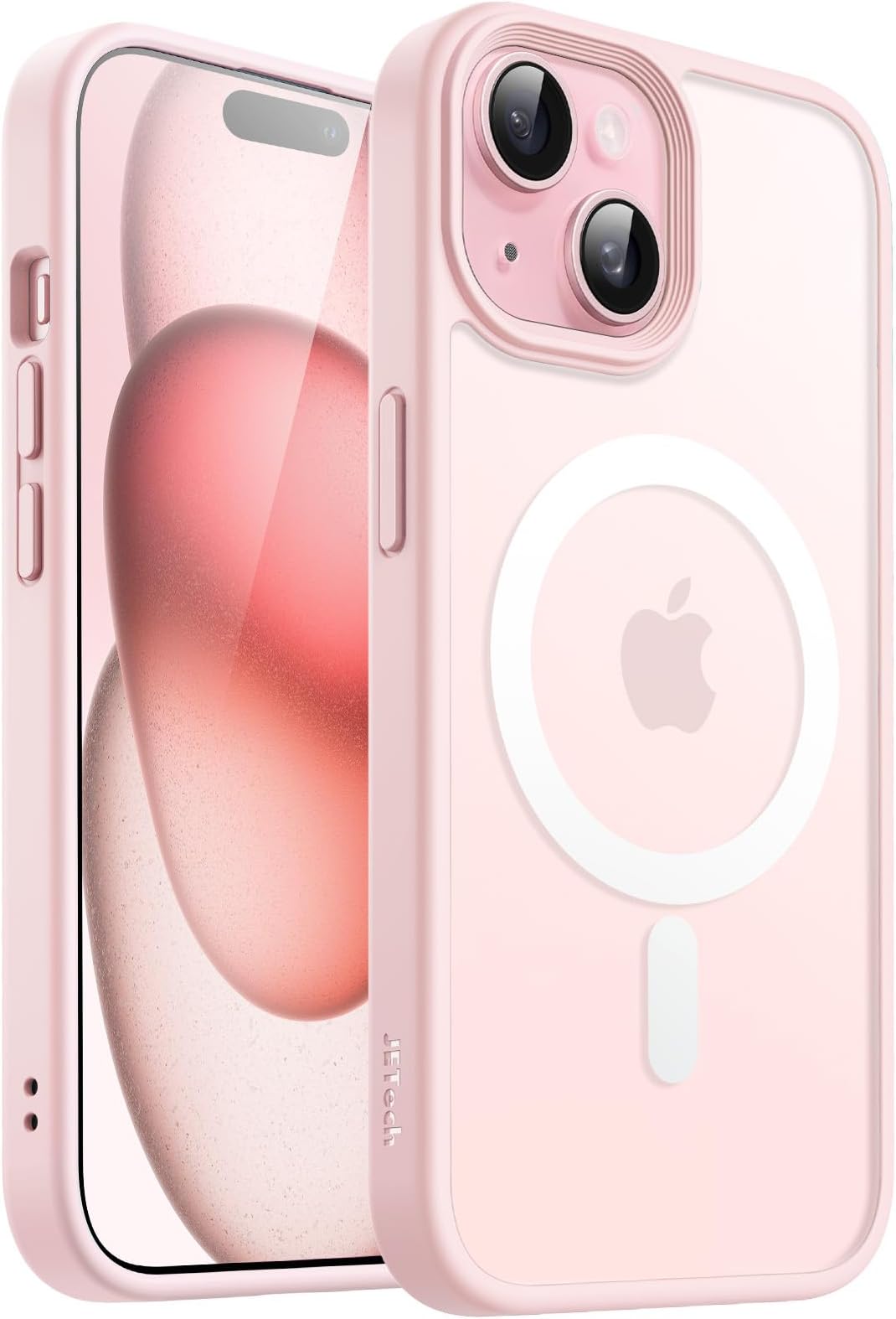 JETech Magnetic Case for iPhone 15 6.1-Inch Compatible with MagSafe, Translucent Matte Back Slim Shockproof Phone Cover (Pink)