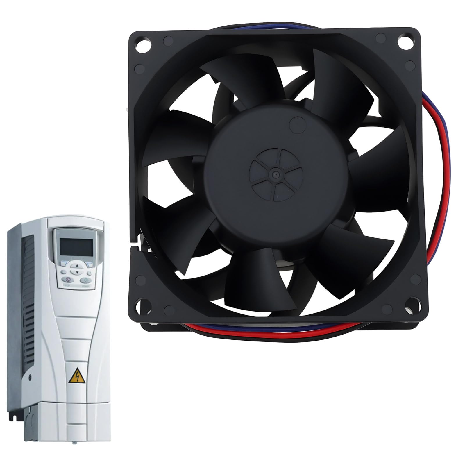 Ventola Di Raffreddamento Inverter 24V 0,47A V80E24BS8A5-52/51 - Per Inverter Industriali, Servoazionamenti E Quadri Elettrici, Dimensioni 80x80x38 Mm