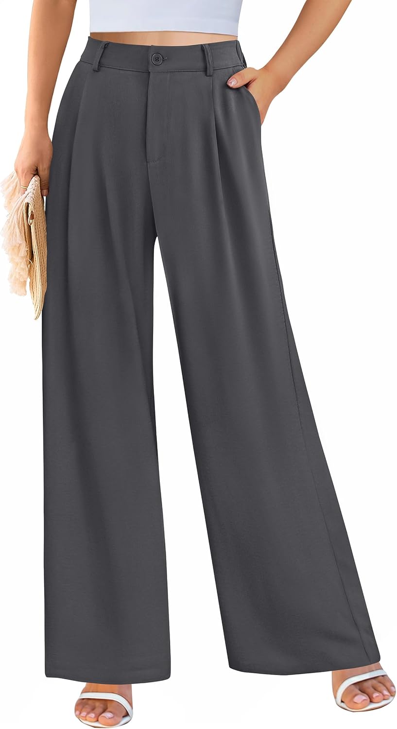 PRETTYGARDEN Wide Leg Pants for Women Trendy 2026 Fall High Waisted Business Casual Outfits Work Pant Trousers - Image 2