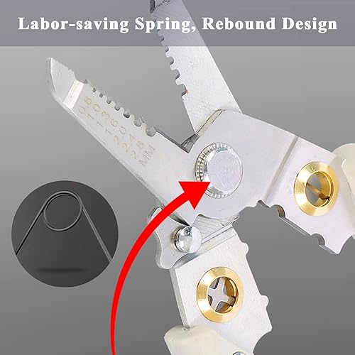 Vista 5 de Pelacables especiales para electricista, herramienta de alicates de alambre multifunción, pelacables multifuncionales 6 en 1, viene con un