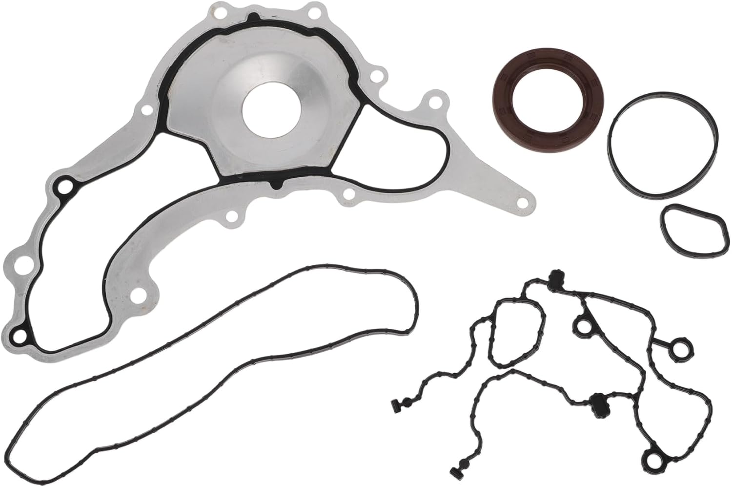 Engine Timing Cover Gasket Set for Dodge Challenger 2011-2016 3.6L 3.2L Long-lasting Sealing Chain Case Cover Gasket Rubber,Metal 1 Set