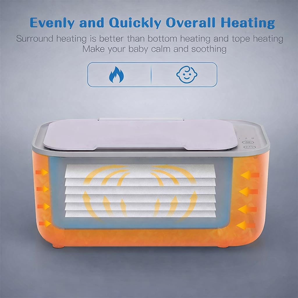 Deluxe Baby Wipe Warmer Dispenser, 3 Heating Modes, Touch Control, Large Capacity, Even Warming for Newborn & Night Use