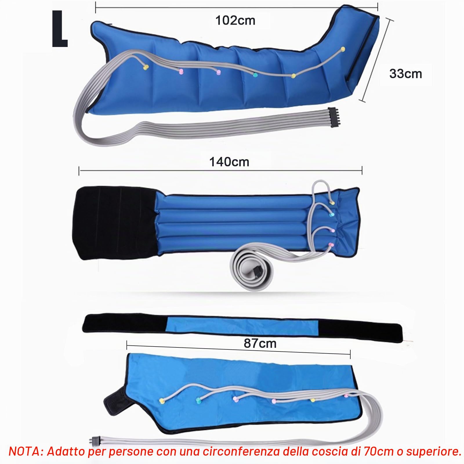 Pressoterapia Linfodrenaggio Gambe | Pressoterapia per Casa Professionale | 6 Camere Apparecchio Pressoterapia Gambe E Addome Braccia Anti Cellulite (Blu, 2 Gambe+1 Addome L)