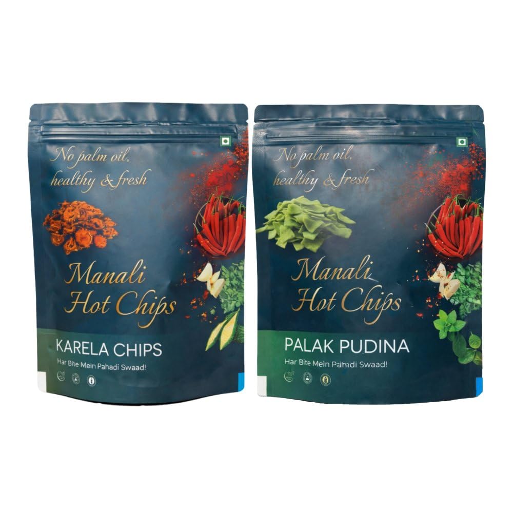 Manali Hot Chips Organic Karela Chips Flavor 100g | Farm Fresh Thin & Crunchy Crispy Snack | No Palm Oil-image-46