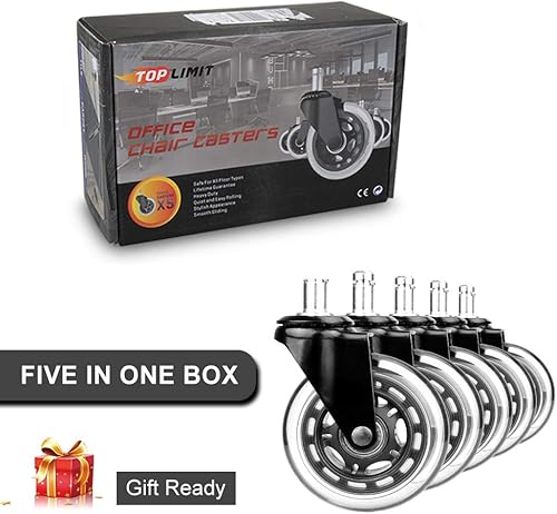 Miniatura 7 de Juego de 5 ruedas para silla de oficina de 3.0in de alta resistencia, ruedas de repuesto con ajuste universal, seguras para suelos de madera,