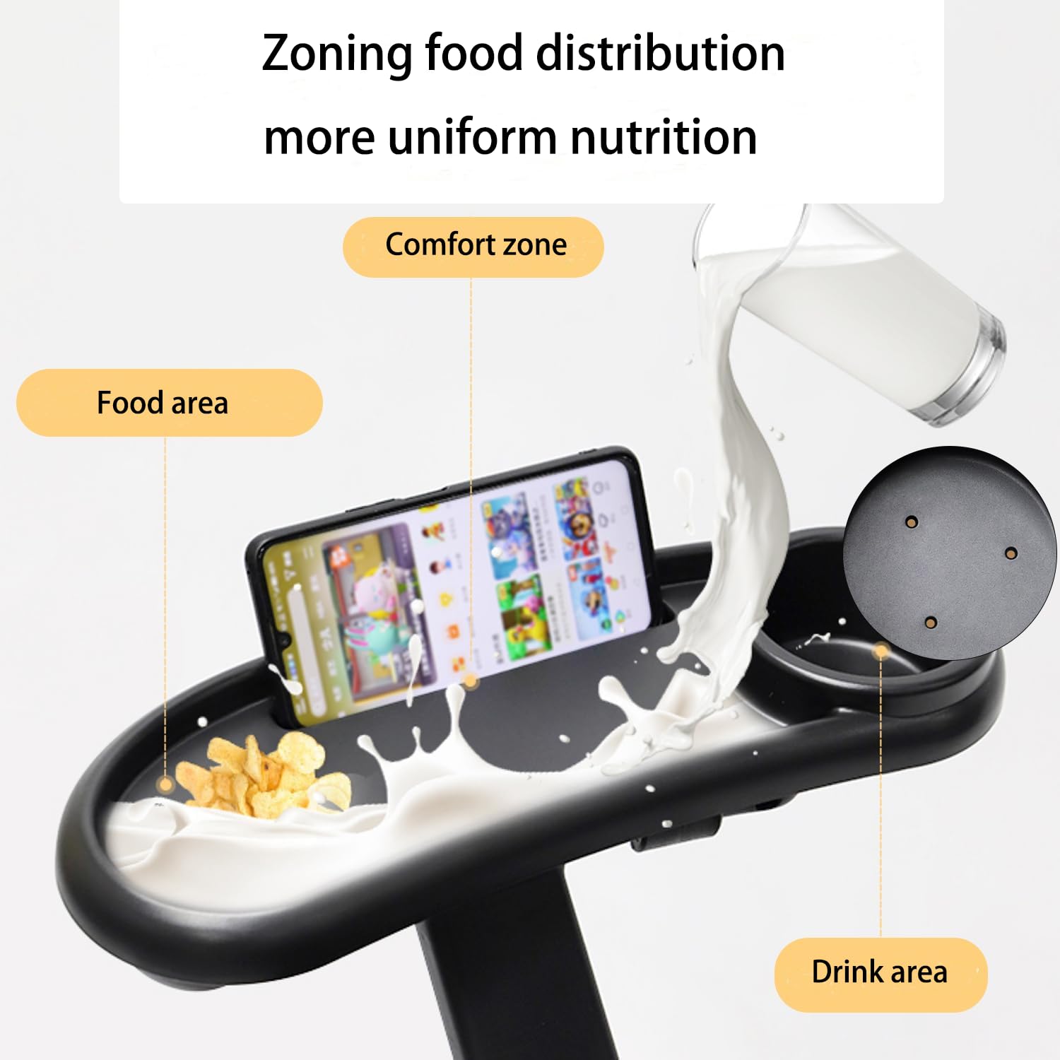 3 In 1 Vassoio Snack Universale per Passeggino, Vassoio Snack per Passeggino, Piatto Cibo per Carrozzina, Fibbia Regolabile 360 Gradi, Rimovibile, per Maggior Parte Dei Passeggini Con Braccioli, Nero