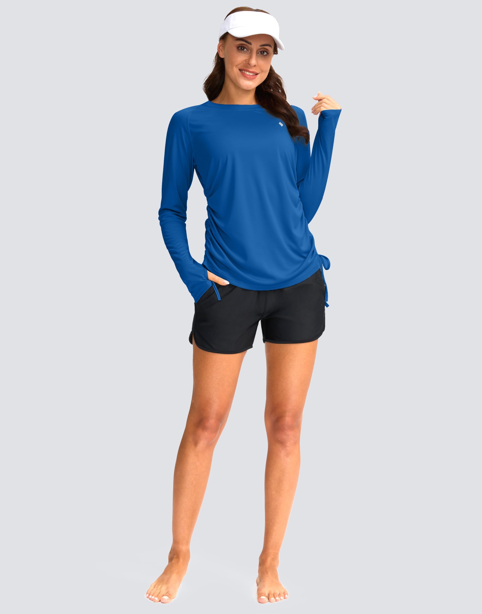 SANTINY Maillot de bain à manches longues UPF50+ Rashguard SPF pour femme avec protection solaire UV