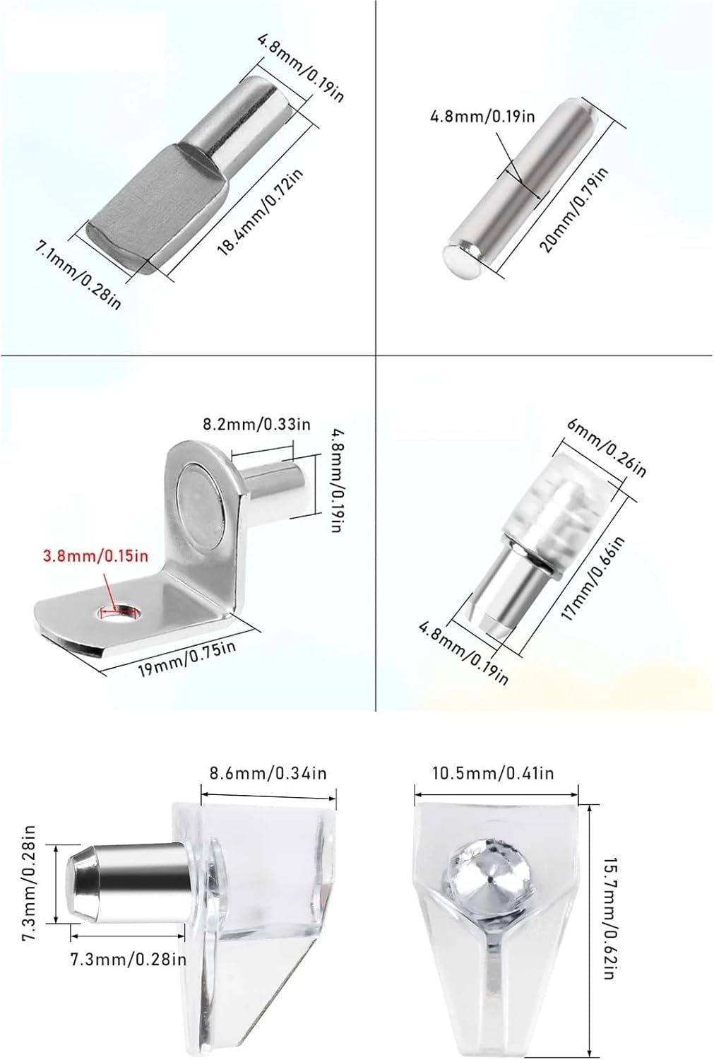 Shelf Pins Cabinet Shelf Pegs 120pcs Pins,L-Shaped Clips Holders for Furniture(Anti Slip Pin)
