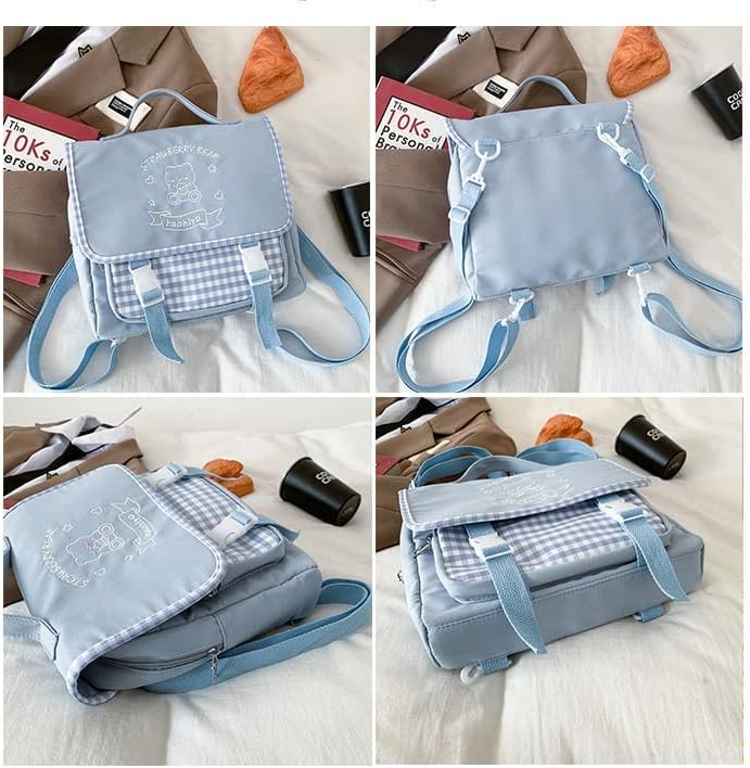 Miniatura 6 de Mochila japonesa Kawaii con orejas de conejito con lindo manga para niña, mochila escolar para libros, bolsa para estudiantes adolescentes JK,