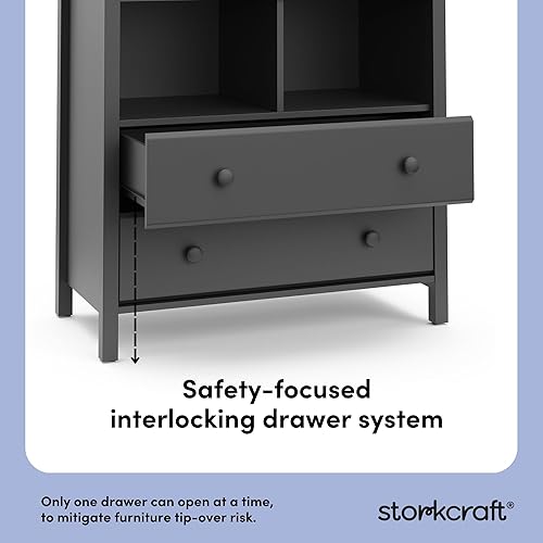 Vista 72 de Storkcraft Alpine - Cómoda doble de 6 cajones (blanco) - Certificado GREENGUARD Gold, cómoda para guardería, cómoda de 6 cajones, cómoda para niños