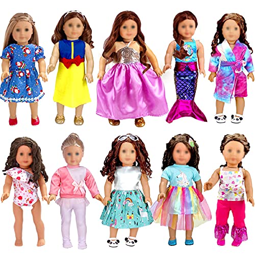 WONDOLL 18-inch Doll Clothes and Accessories - 10 Sets Compatible with Generation-Doll-Clothes, My-Life-Dolls Outfits Christmas Birthday Gift for Little Girls WONDOLL 18-inch Doll Clothes and Accessories - 10 Sets Compatible with Generation-Doll-Clothes, My-Life-Dolls Outfits Christmas Birthday Gift for Little Girls