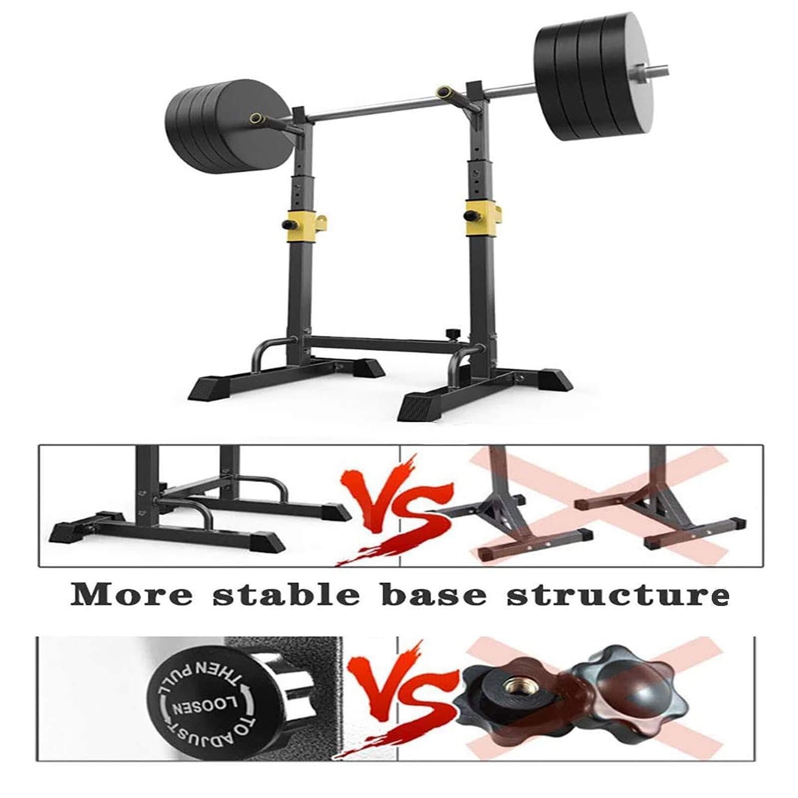 Soporte Ajustable para Sentadillas con Barra, Carga máxima de 250 kg, Soporte Multifuncional con Barra de dominadas para Gimnasio en casa, Soporte Seguro y Estable para Banco de Prensa.
