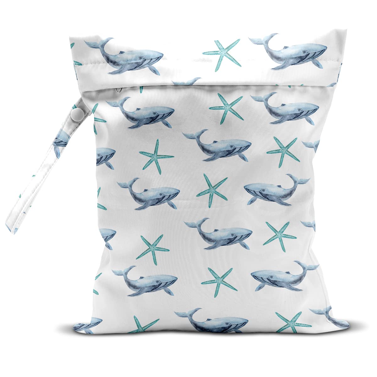Wet Bag, Wet Dry Bag, Wet Bag for Swimsuit, Travel, Beach, Pool, Stroller, Diapers, Dirty Yoga Gym Clothes, Makeup Bag, Waterproof Reusable Beach Bag Ocean Decor Starfish Sea Horse Anchor-image-27
