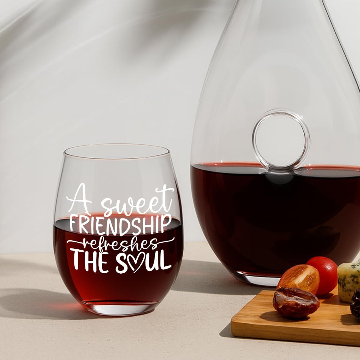 Cute Christmas Gifts for Women Sister,A Sweet Friendship Refreshes the Soul – Proverbs 27:9,Cute Chriatian Stemless Wine Glass,Faith Based Gifts for Her,Best Friendship Gift for Longdistance Friend - Image 4