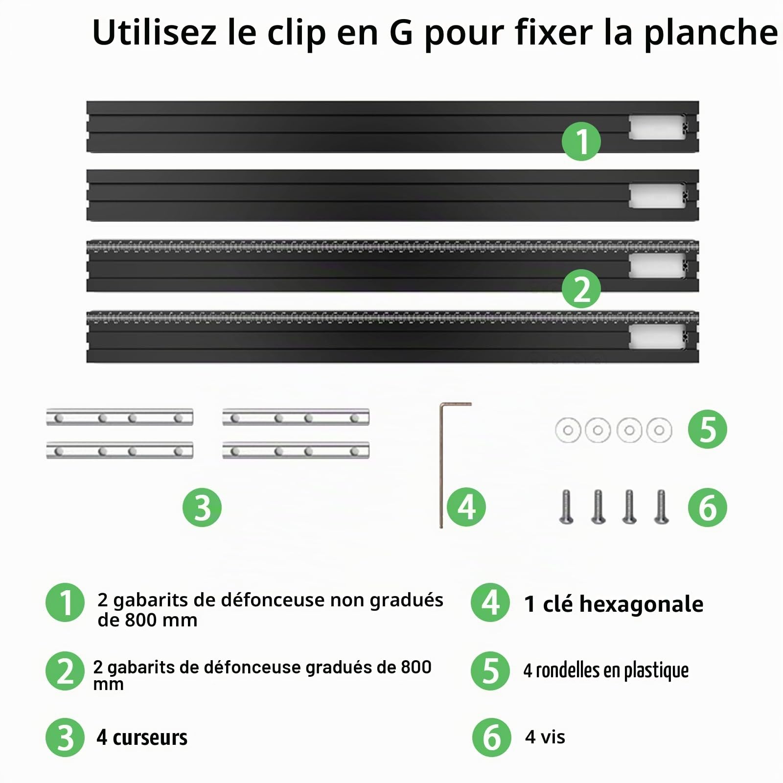 4 pièces Gabarit de fraisage réglable 800 x 800 mm, Guide de fraisage et gabarit pour défonceuse, aide de fraisage en bois pour rainures carrées et rectangulaires