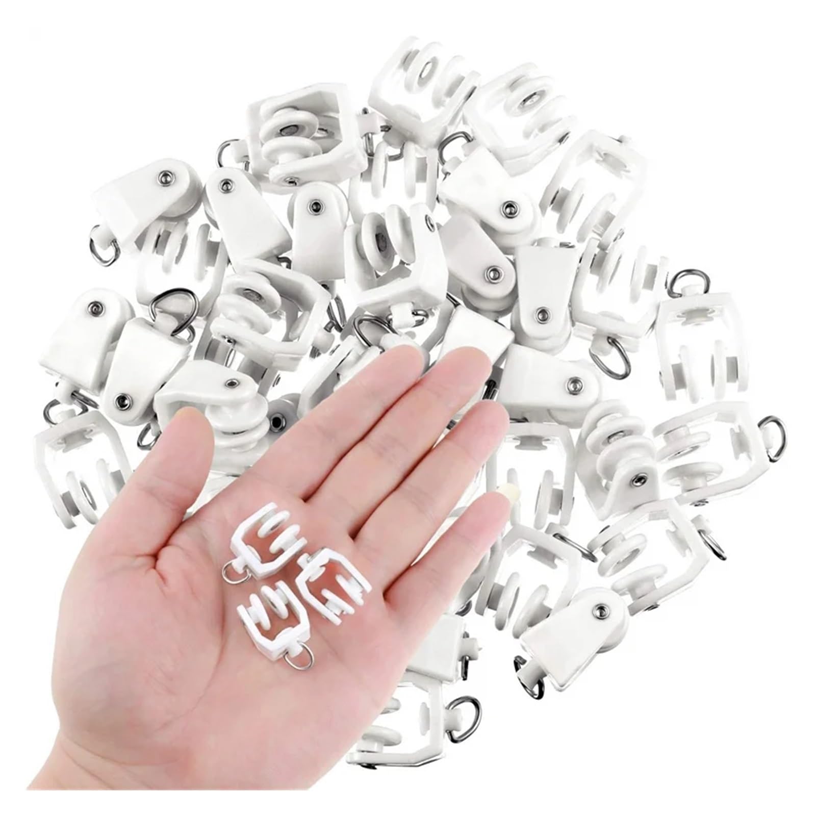 15/30/50 Stück Deckenvorhang-Laufrollen, flexibel, biegbar, 11 mm, weißer Kunststoff, Vorhangschienengleiter mit Haken Zum Aufhängen von Duschvorhängen(Black,30pcs)