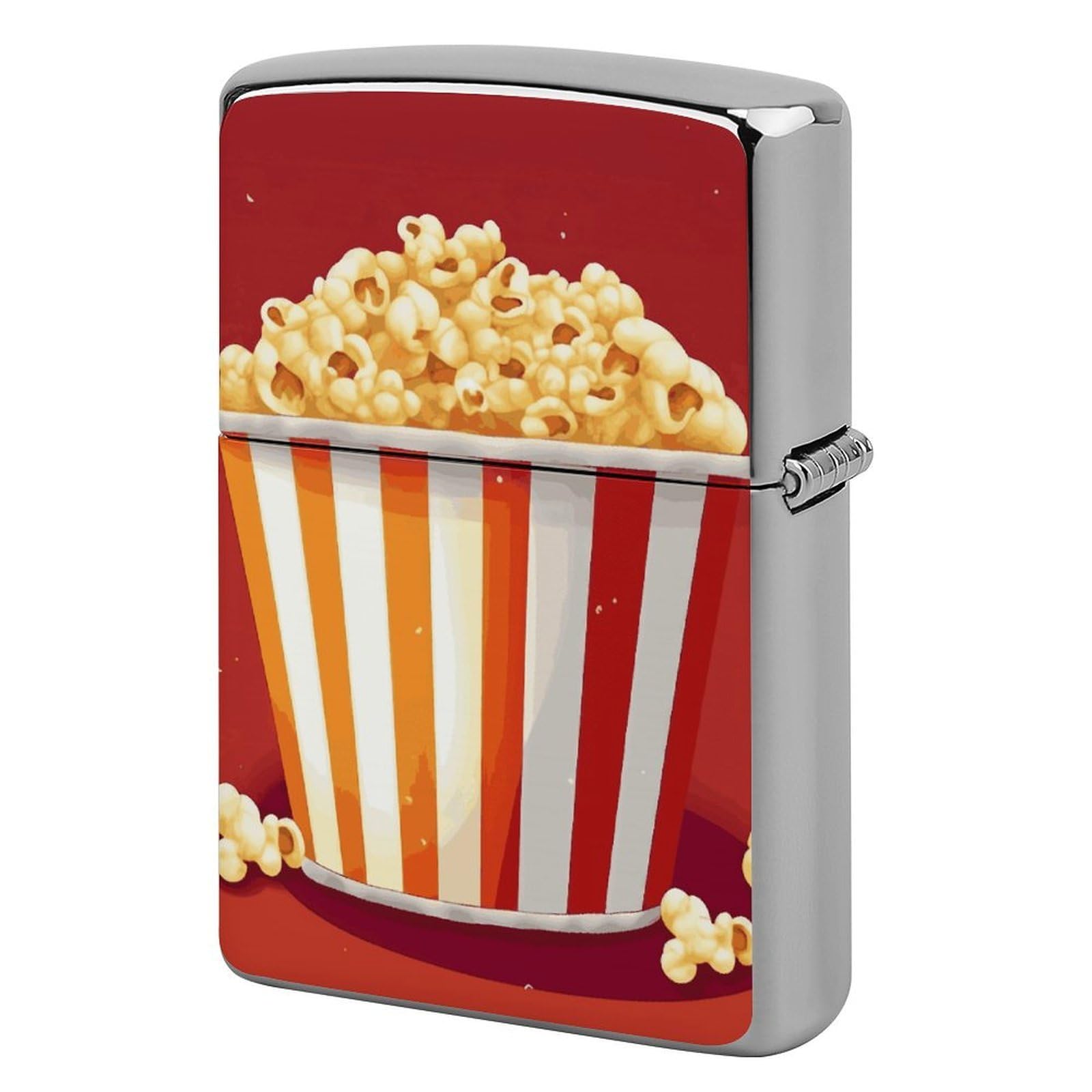 Cartoon Popcorn Lighter Cover for Men, Personalized Lighter Case for Birthday Gift, Flip-Top Lighters Protective Cover, Portable Lighters Shell for Outdoor, Travel