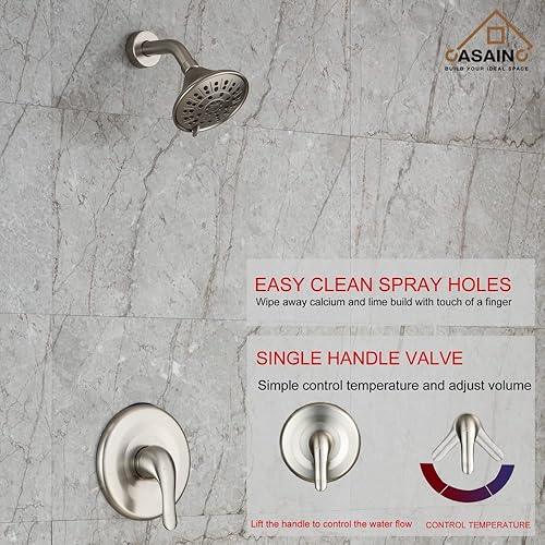Miniatura 3 de CASAINC Juego de grifo de bañera juego de grifo de ducha con válvula equilibrada de presión de 484 pulgadas cabezal de ducha de baño de 3 rociadores