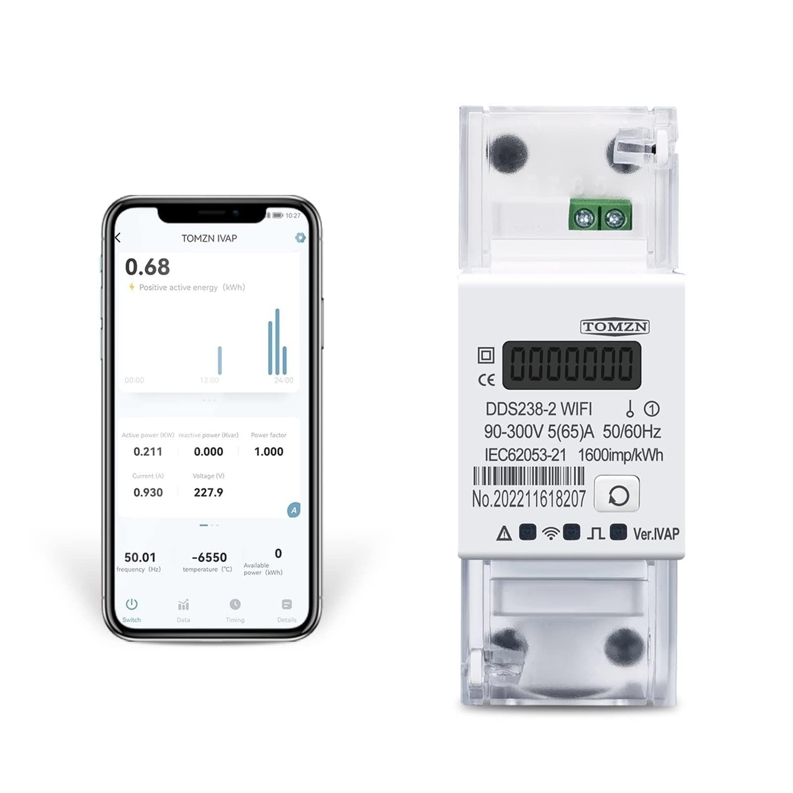 Contatore Energia Elettrica, Bidirezionale Contatore di energia Timer Consumo energetico Monitor KWh Meter Wattmetro Tensione e protezione corrente, Facile da Installare