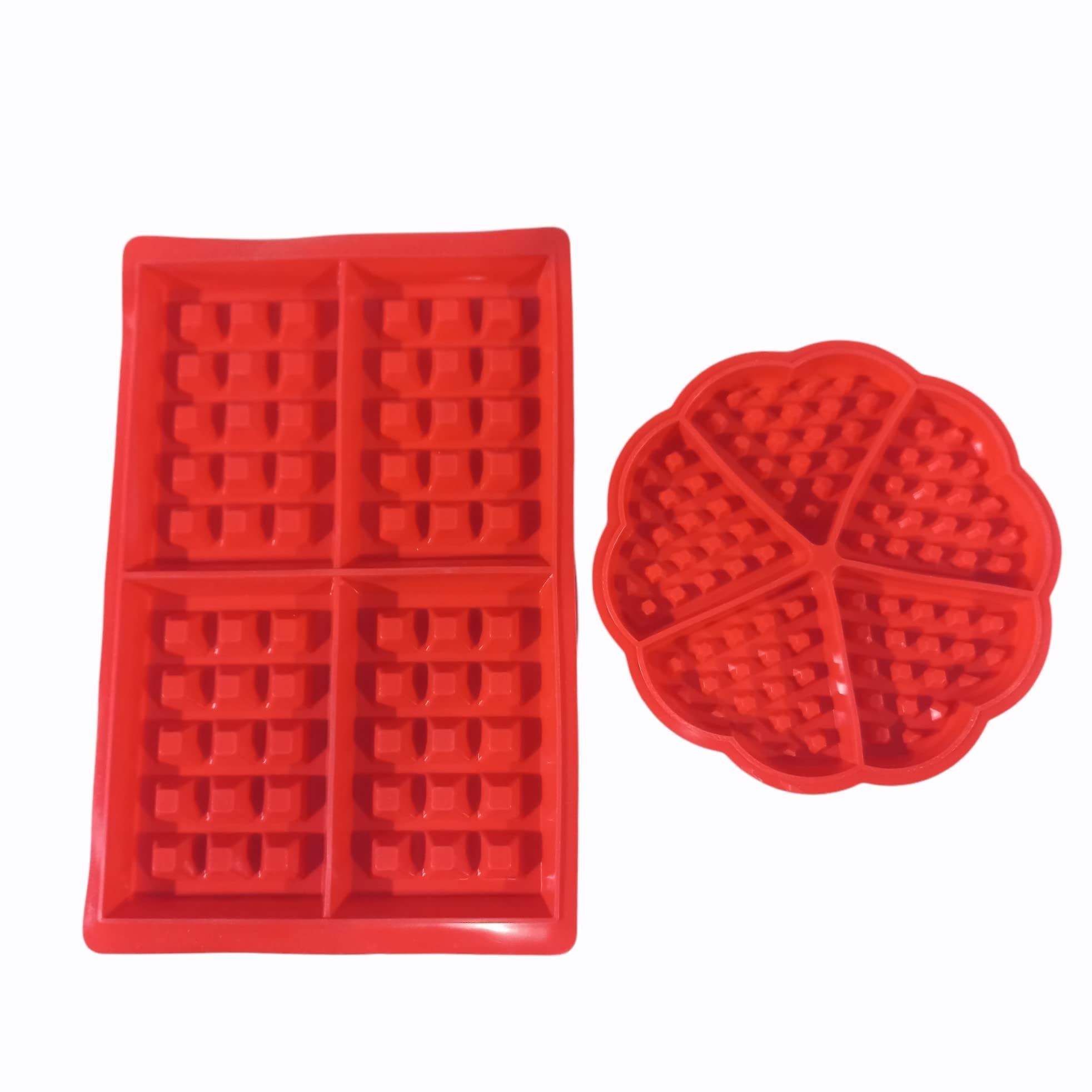 Folca®Silicone 4 Cavity Waffle Mould for Baking Non Stick Square Shaped & Silicone Waffle Shape Cake Pan for Waffles Baking Moulds, Pizza, Quick Bread Recipes,Set of 2.-image-3