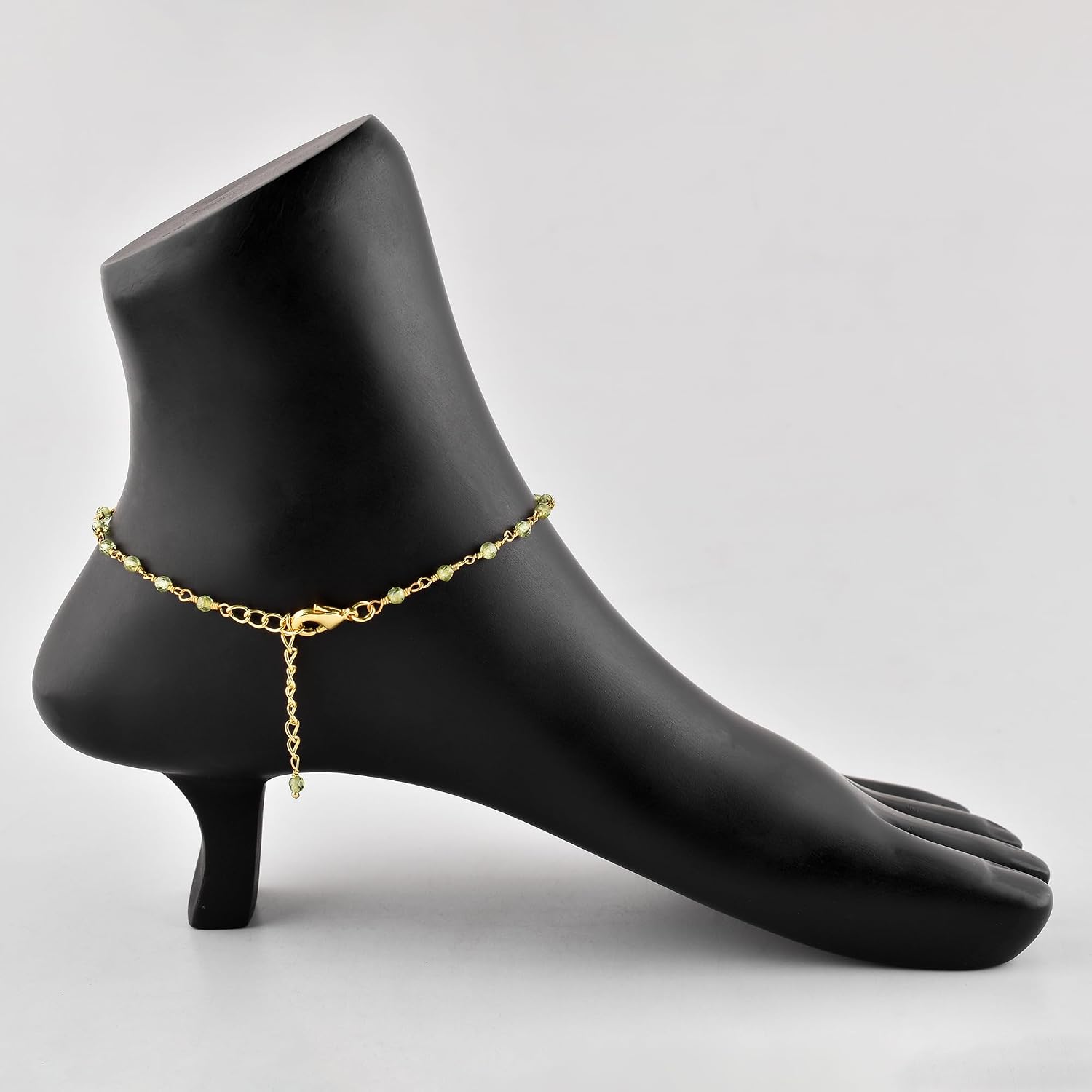 InfinityGemsArt Gemstone Anklet for Women Dainty Boho Summer Beach Jewelry for Girls Handmade Rosary Charm Ankle Bracelets for her 9+1.5 inch Gifts For Her