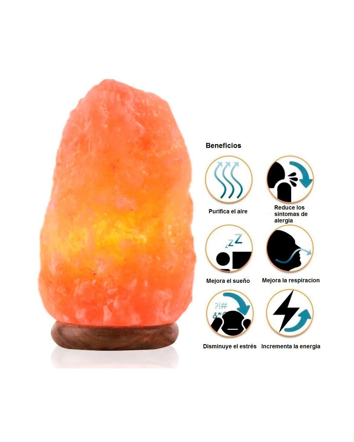 PLUS HOME Lámpara de Sal 1.5-2kg del Himalaya Natural + 1 Bombilla de Led de Enchufe Europeo