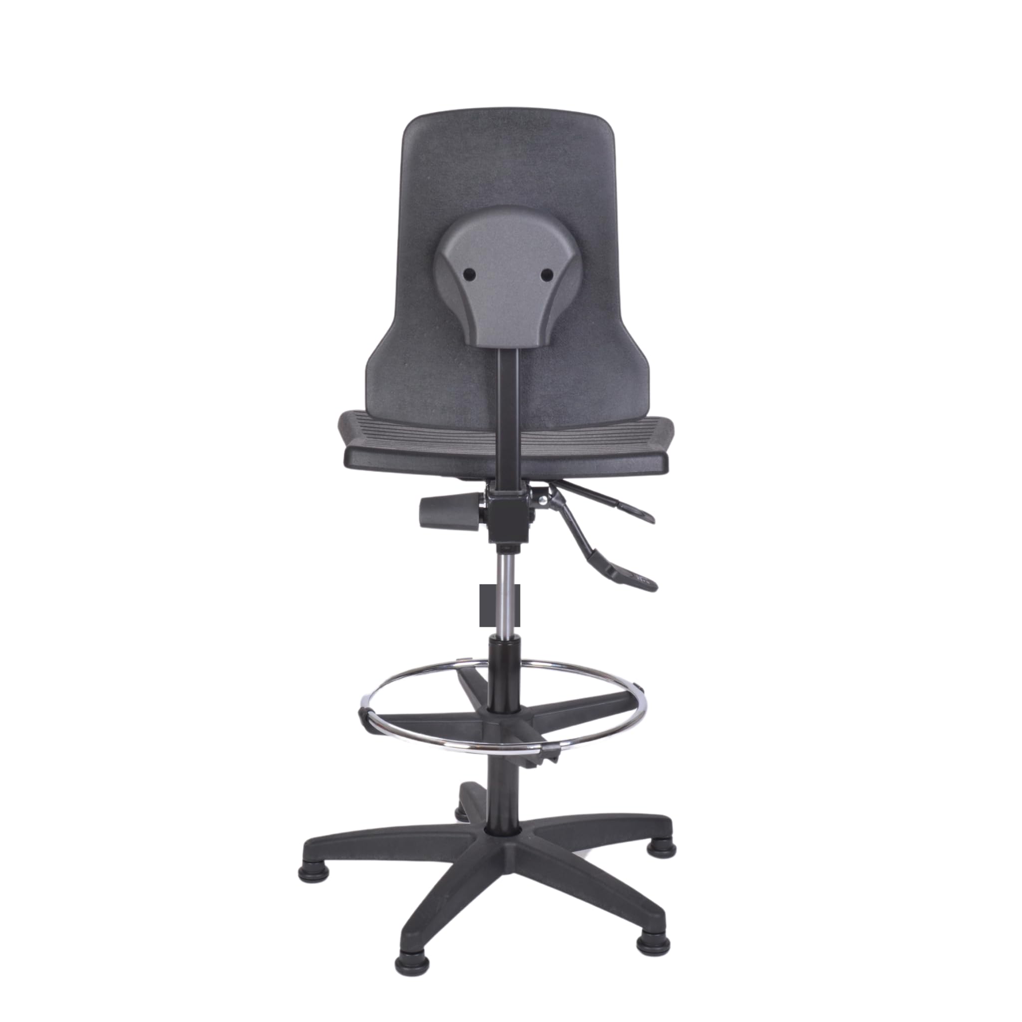 Topsit IND000120 Arbeitsstuhl aus Polyurethan, ergonomischer Arbeitsstuhl für Labor, Synchronmechanik, höhenverstellbar und leicht zu reinigen, Stabiler Sockel mit Metallfußring und Füßen.