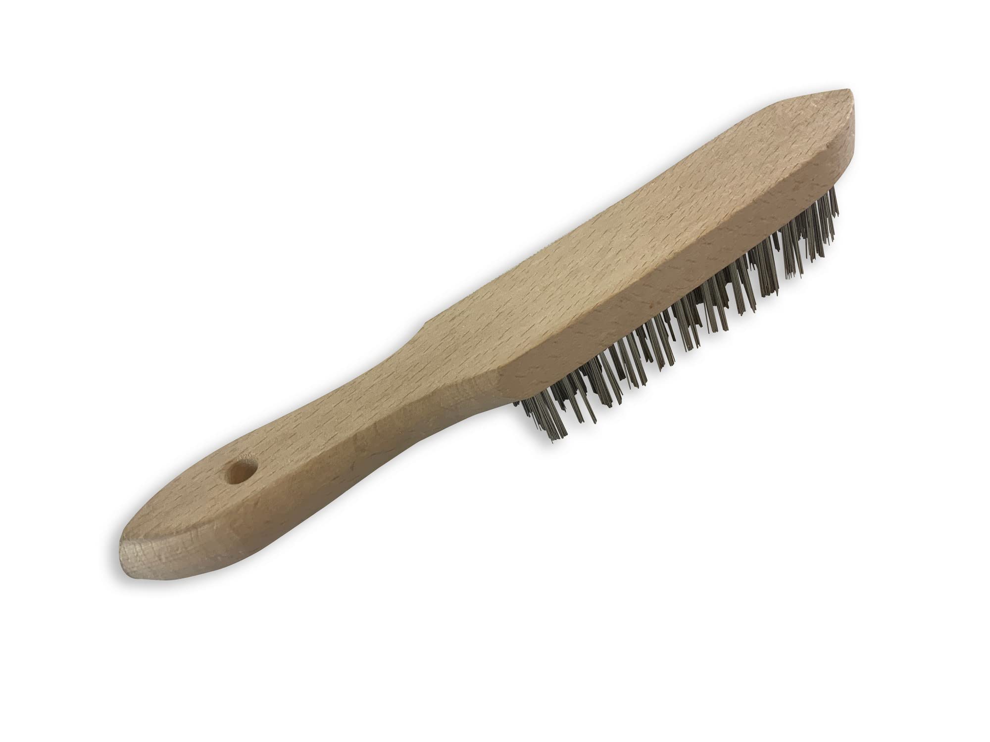 Kibros Brosse métallique main soudeur inox 4 rangs haute densité hêtre