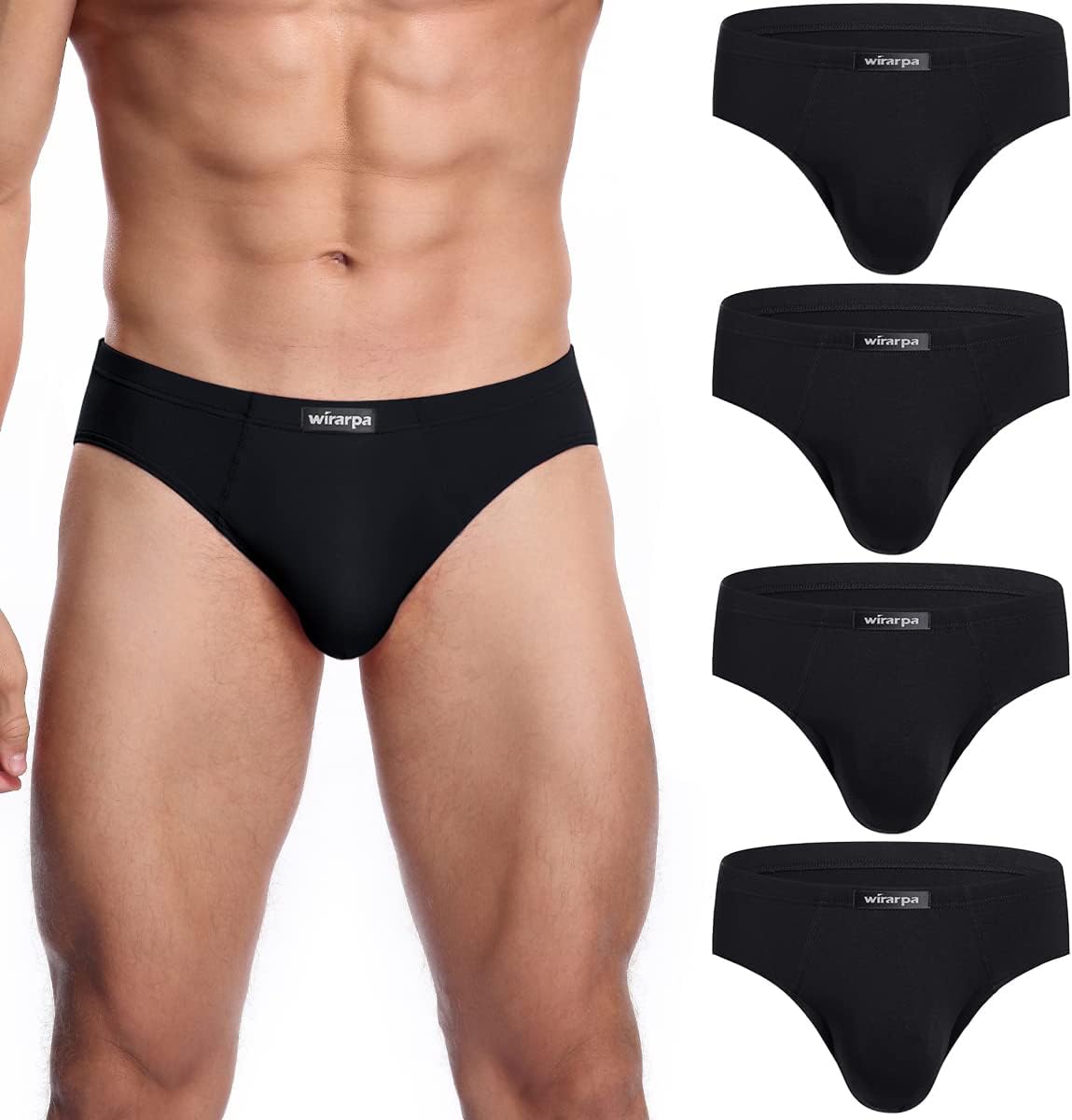Men's Underwear Modal Microfiber Briefs No Fly Covered Waistband Silky Touch Underpants 4 Pack