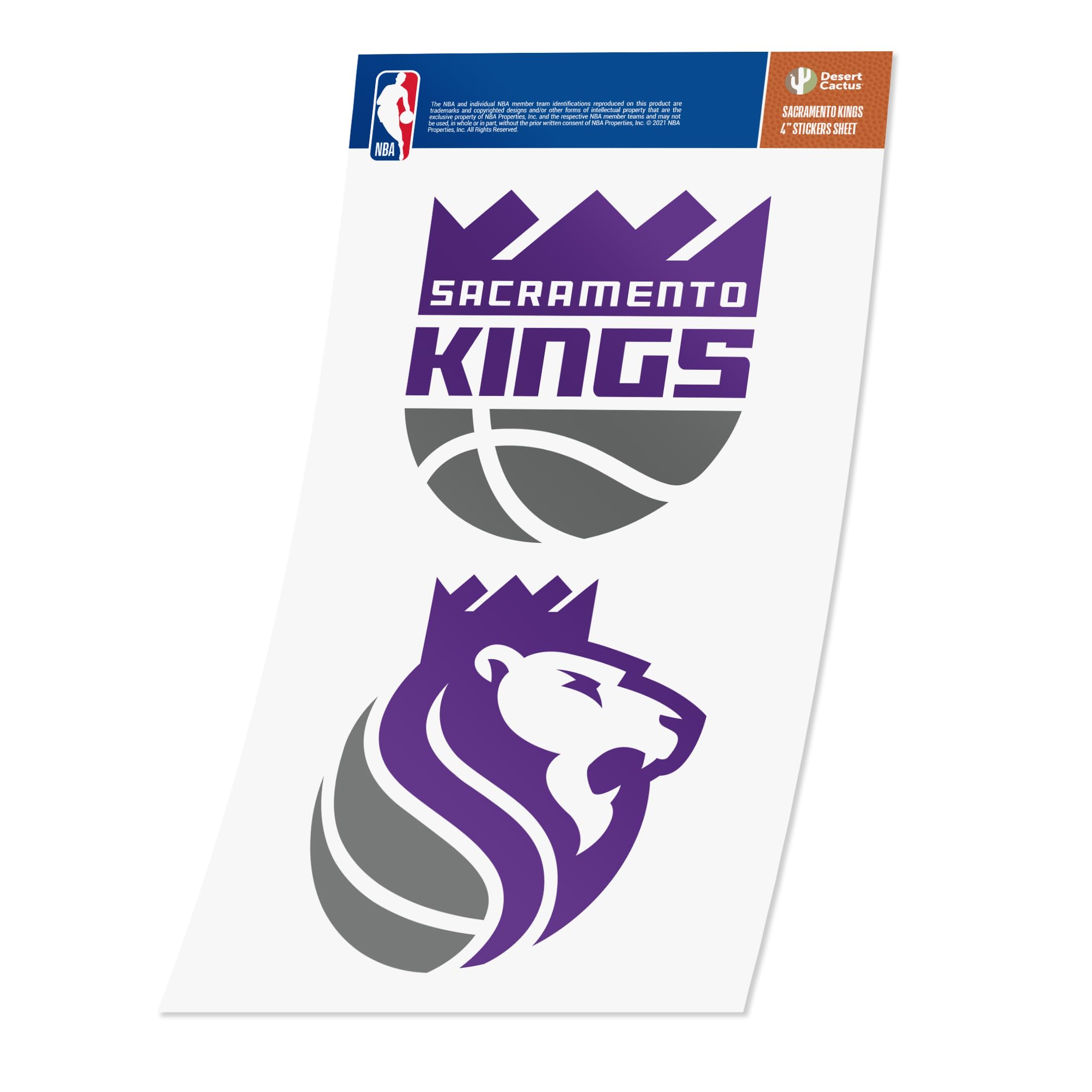 Desert Cactus Sacramento Kings Sticker NBA Officially Licensed Vinyl Decal Laptop Water Bottle Car Scrapbook (4 Inch)