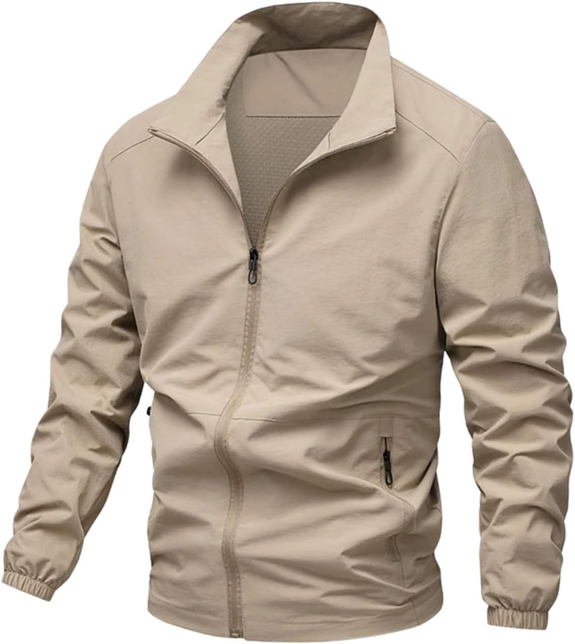Mens Lightweight Outdoor Jacket Long Sleeve Zip Up Waterproof Hiking Coats Camping Breathable