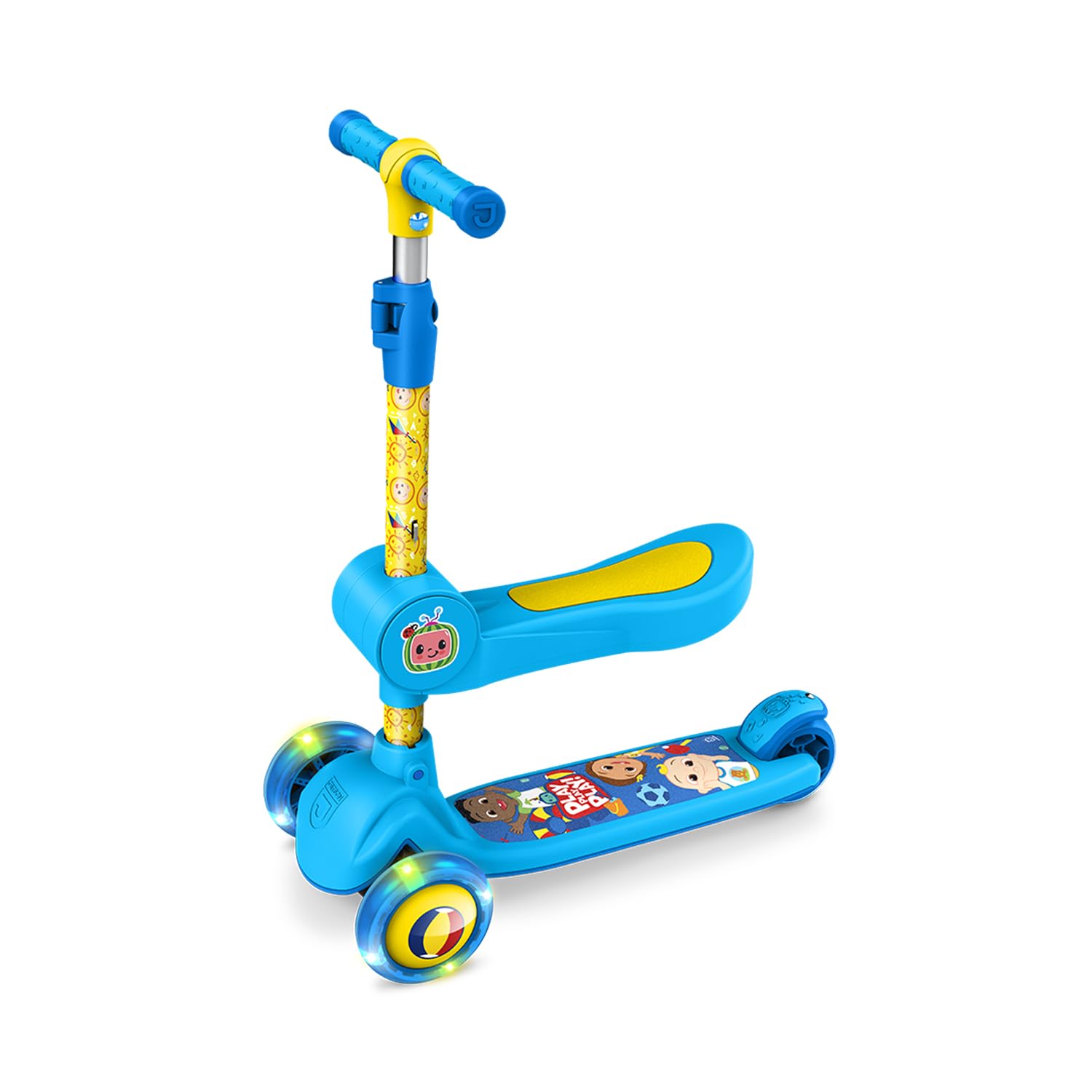 Jetson Scooter Cocomelon 2 em 1 de 3 rodas, assento dobrável e