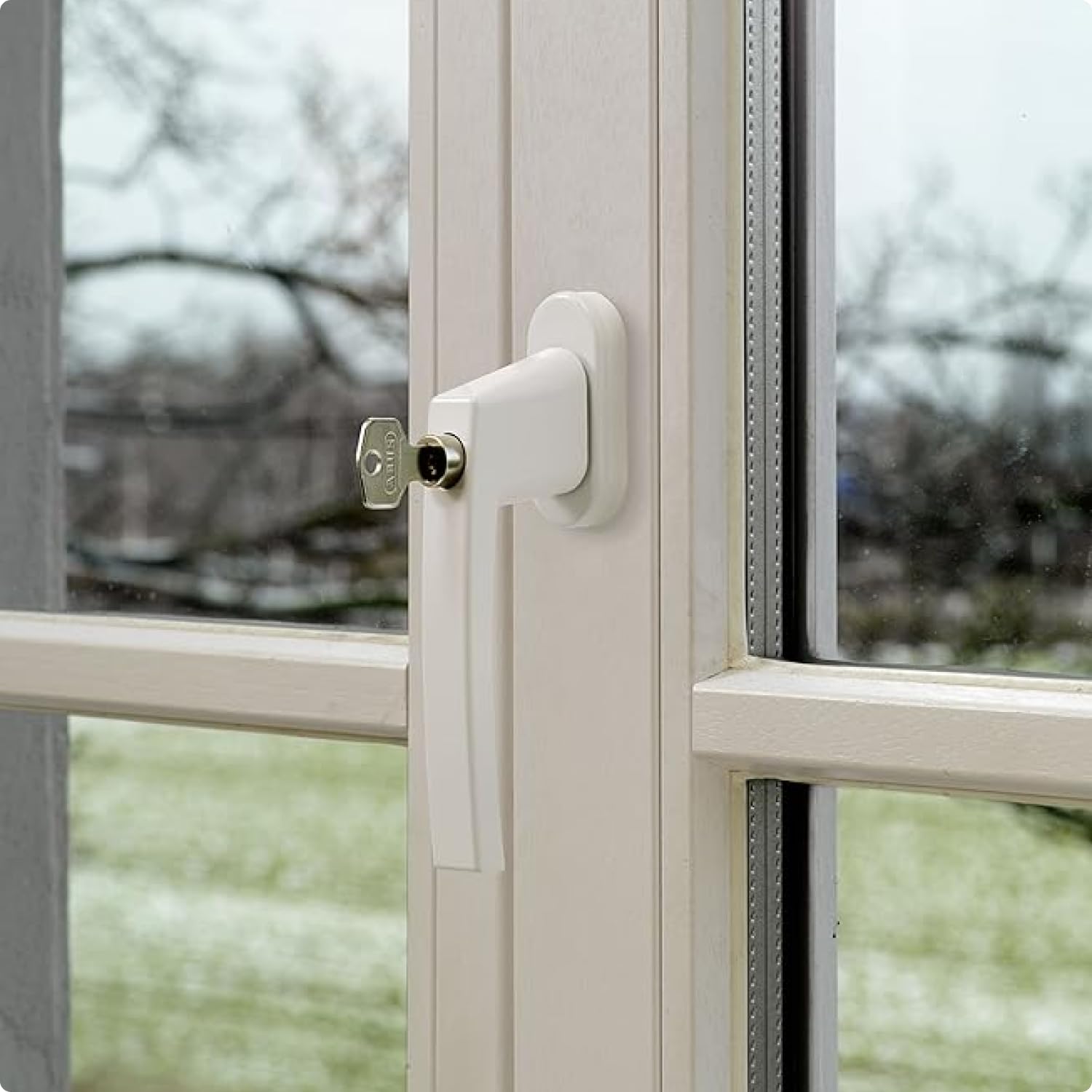 ABUS Abschließbarer Fenstergriff FG210 AB210 - Fensterknauf mit Druckzylinder, gleichschließend - ABUS-Sicherheitslevel 3 - 59487 - Weiß