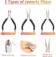 Vista 4 de Giwaelro Kit de fabricación de joyas para adultos, suministros de fabricación de joyas con alicates, alambres, hallazgos, cadenas de collares, lupa