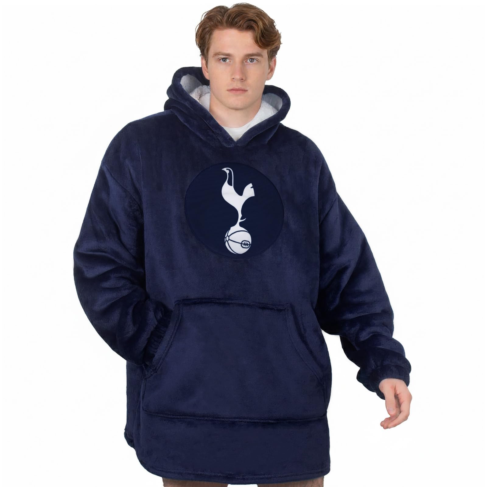 Tottenham Hotspur Adults Oversized Hoodie Blanket - Official Football Gift, Navy, Size XL-XXXL