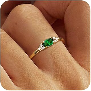FUNEIA Gold Birthstone Rings for Women Non Tarnish Trendy Stackable Gold Rings that Don't