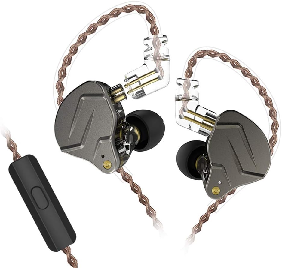 KZ ZSN Pro 1BA+1DD Hybrid in Ear Earphones Monitor Running Sports Headphones HiFi Bass Metal Wired Earbuds (with Mic, Gray)