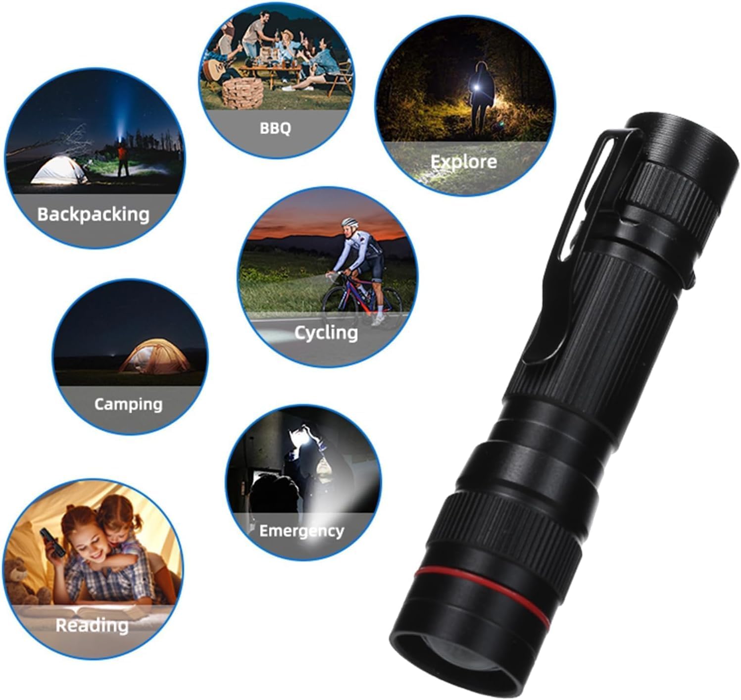 10 Pack Small Mini LED Flashlights, Single Mode Zoomable Flashlight AA Battery Powerful Flashlights with Pocket Clip, Portable Bulk EDC Flash Light for Home, Gift, Emergency, Camping, Hiking